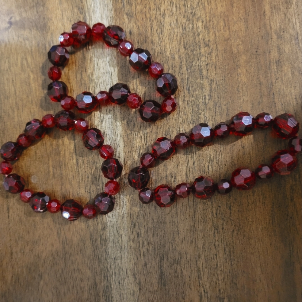 Red Stretchy Bead Bracelet